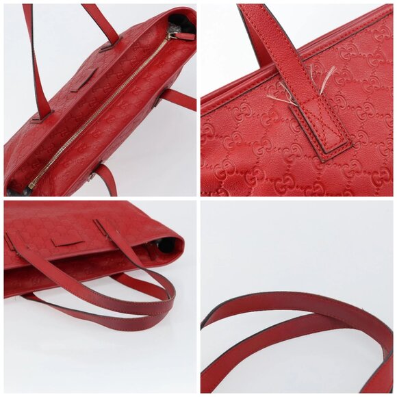 GUCCI GG Canvas Guccissima Tote Bag Leather Gold Red 211137 Auth 146617 - Picture 16 of 16